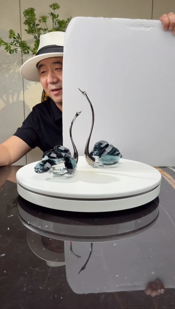 摆件CS0103050墨兰水晶天鹅一对