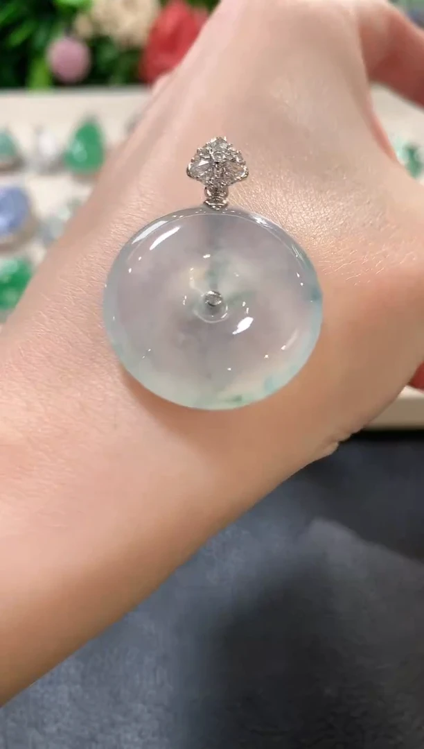 吊坠(不含链)18K金镶嵌翡翠b34
