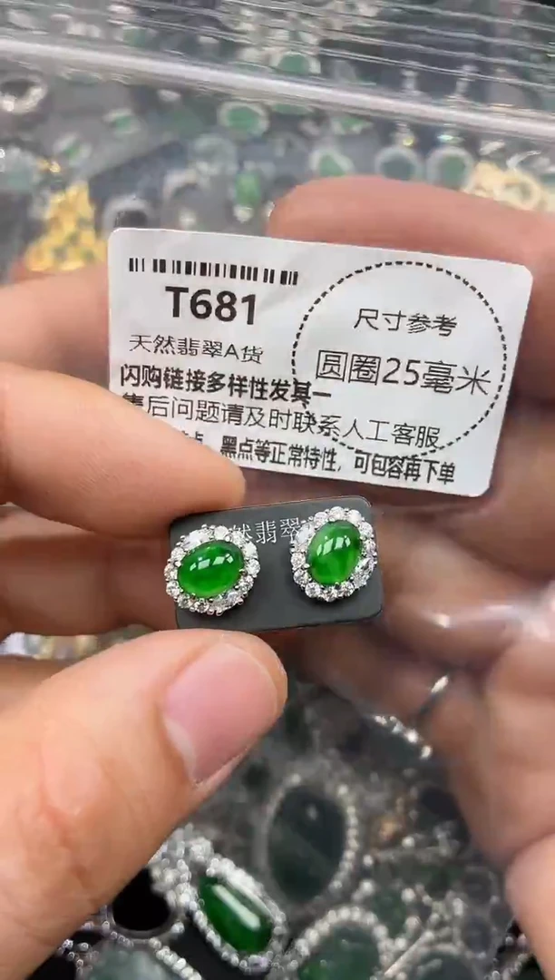 颈饰未镶嵌翡翠T681耳钉