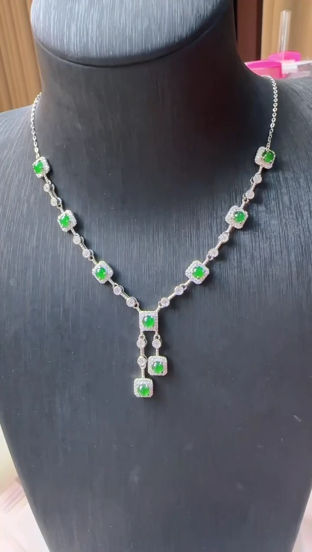 【闪购商品】翡翠套链银S925镶嵌多样性团购发一件