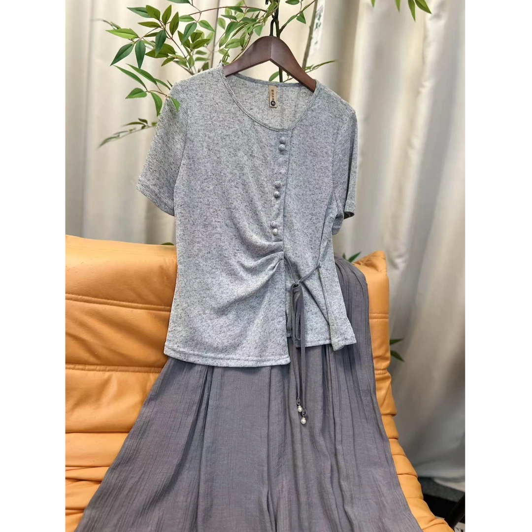 晴曦原创【风絮套装】夏季新款针织两件套套装