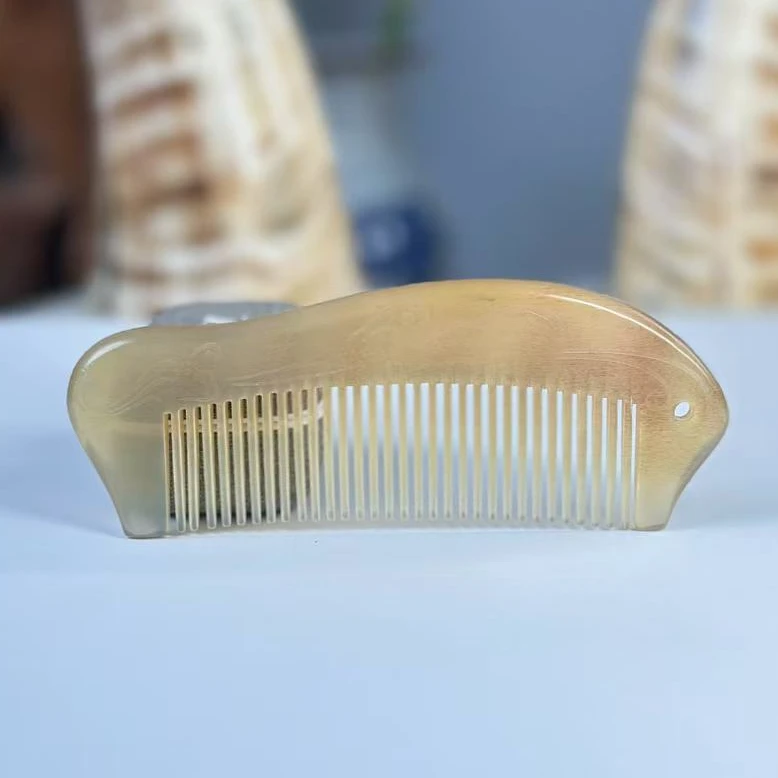 金角角匠 白水羊角牛角梳按摩手柄面部头部家用随身一物一拍