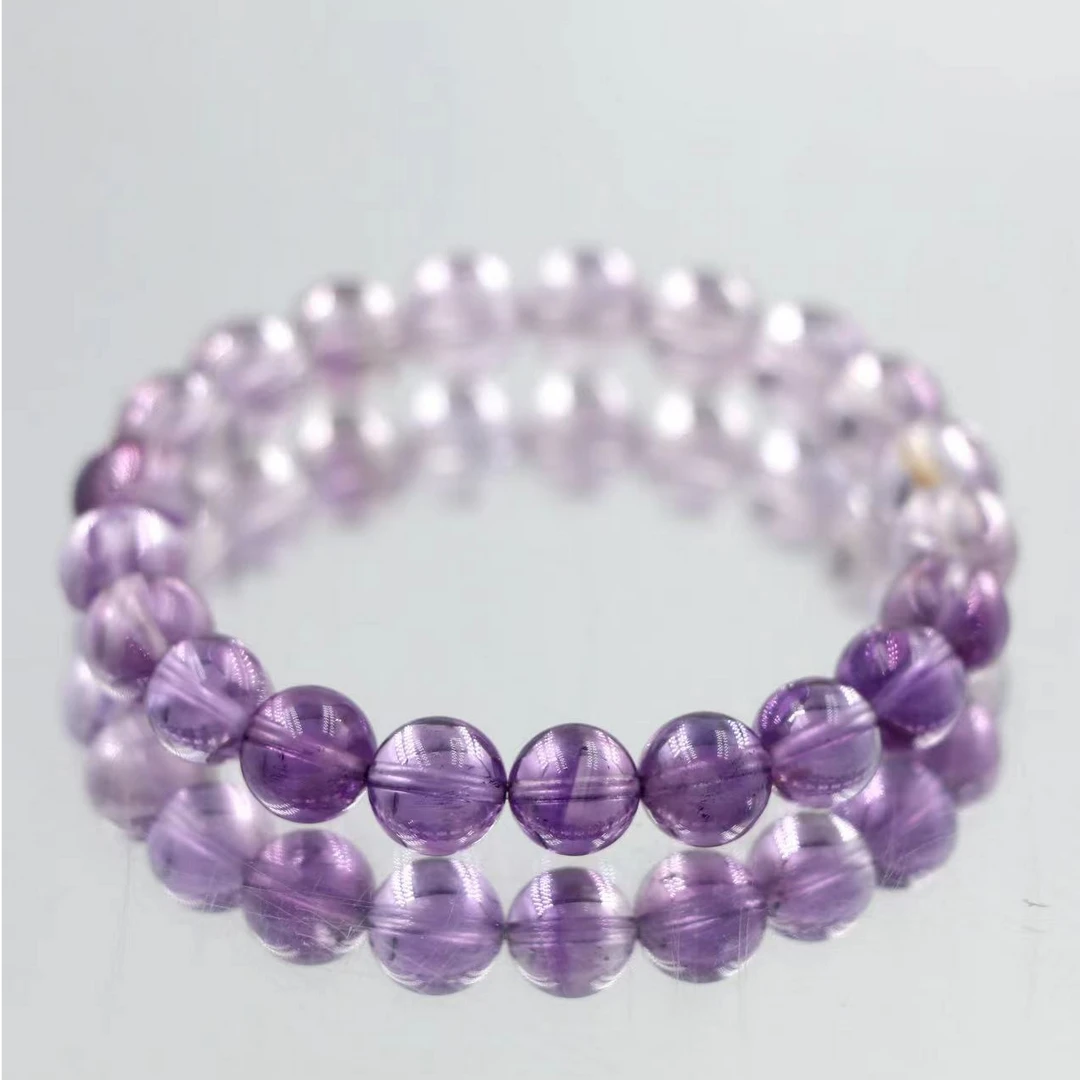 巴西透体渐变紫水晶手串素圈时尚简约C3775-尺寸约9mm-多样性发一