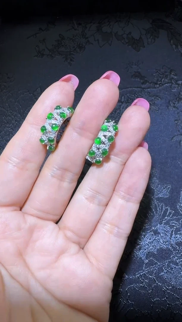 【闪购商品】翡翠耳饰银S925镶嵌耳包