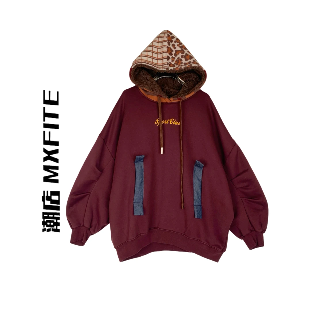 MXFITE潮店秋冬新款复古民族豹纹宽松套头卫衣（RDW7318）