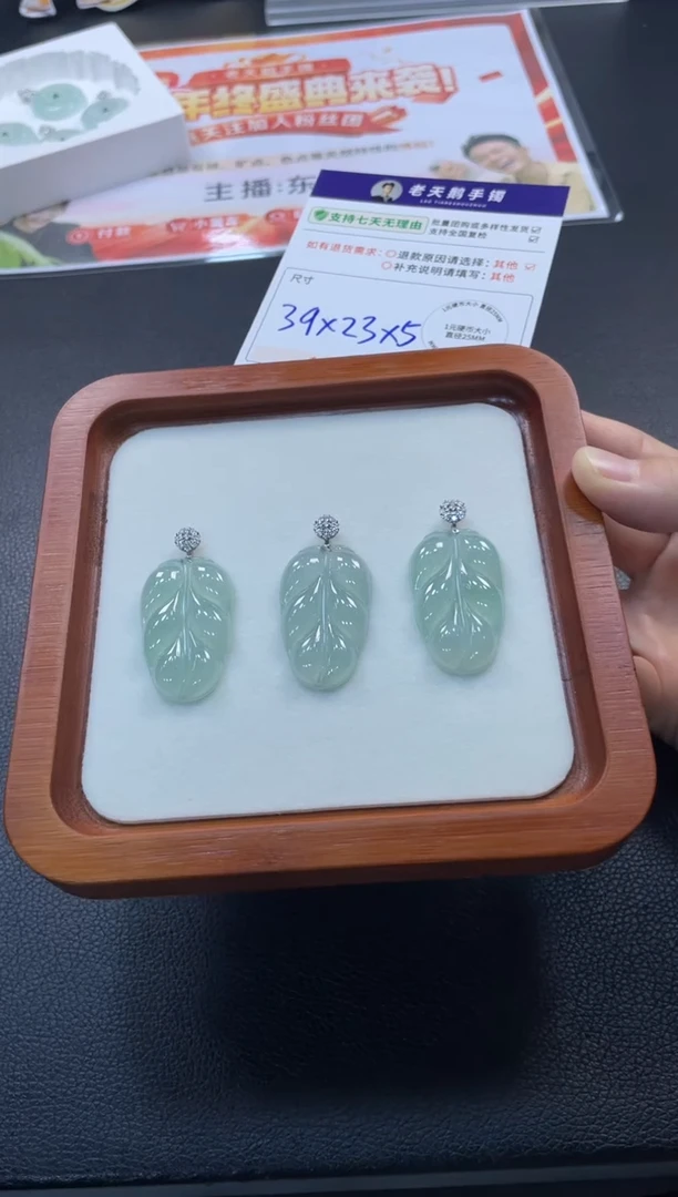 18K金镶嵌挂件翡翠【高冰】叶子F18配链/多样性发其一CP