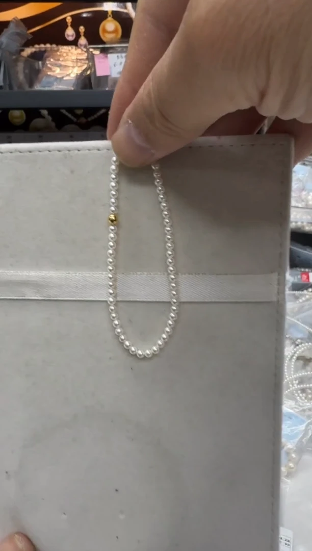 【闪购商品】淡水珍珠手链18K金镶嵌3-4mm（4.0金珠）