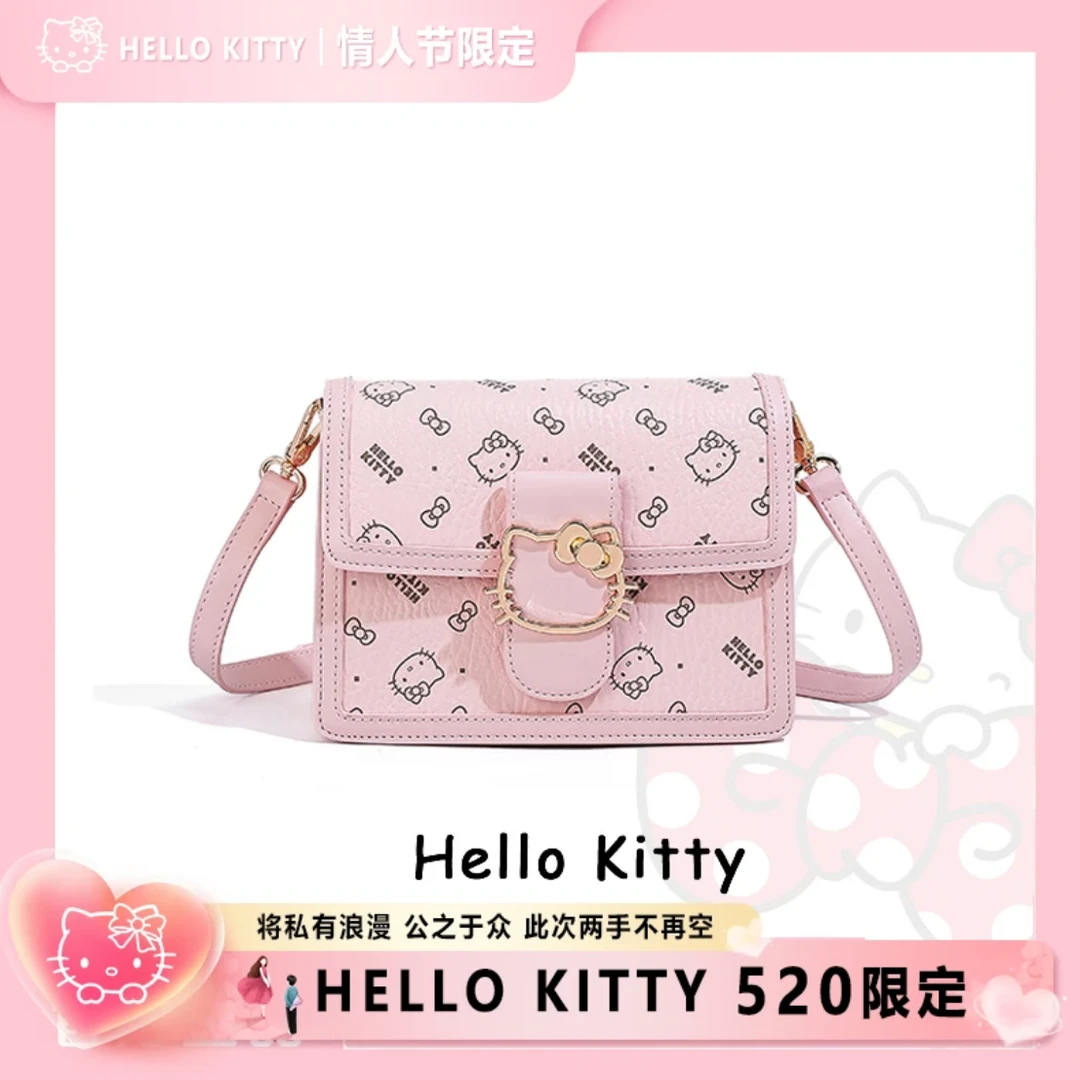 HELLO KITTY/凯蒂猫时尚印花链条小方包 潮流百搭单肩包斜挎包包