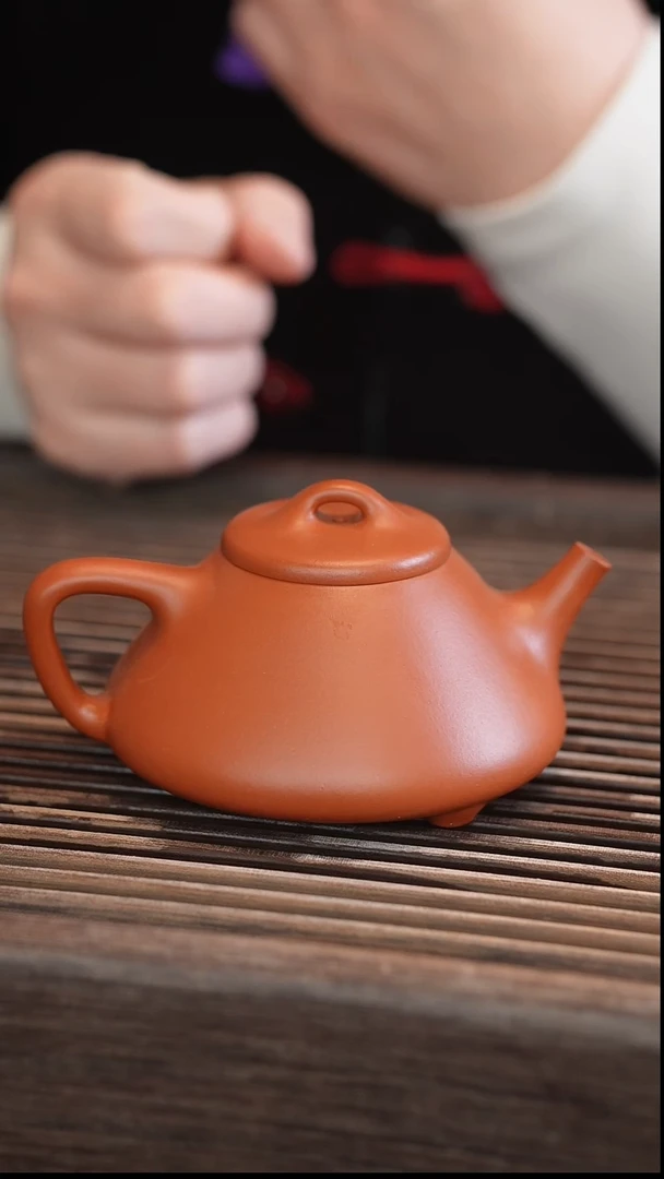 茶壶紫砂子冶石瓢 朱泥 半手工 170cc