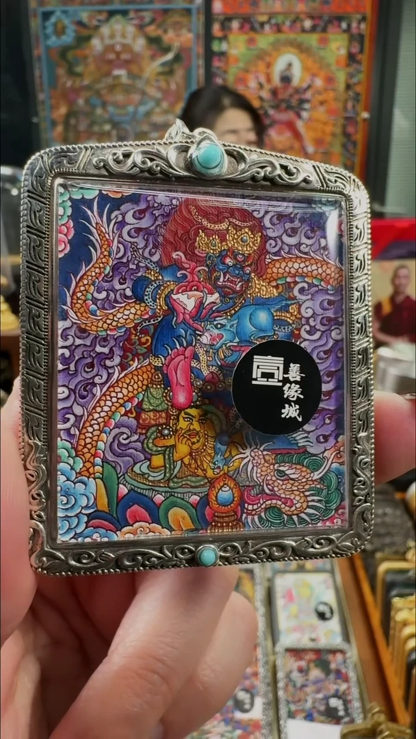 吊坠 壹善缘城手绘唐卡黑C