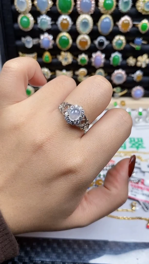 银S925镶嵌戒指翡翠706