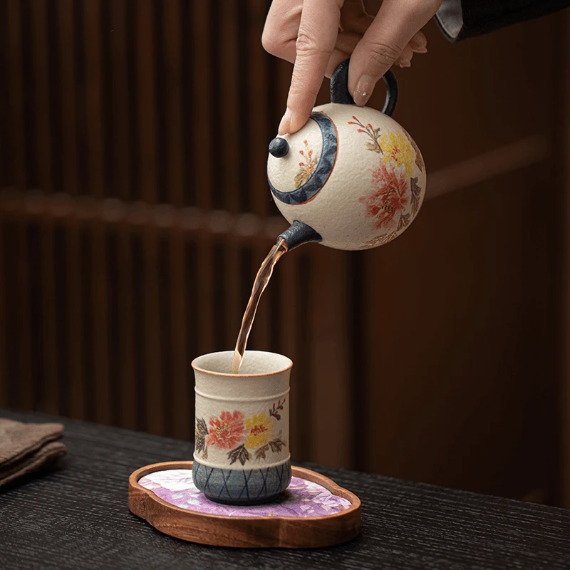【套组】手绘牡丹龙蛋壶/主人杯
