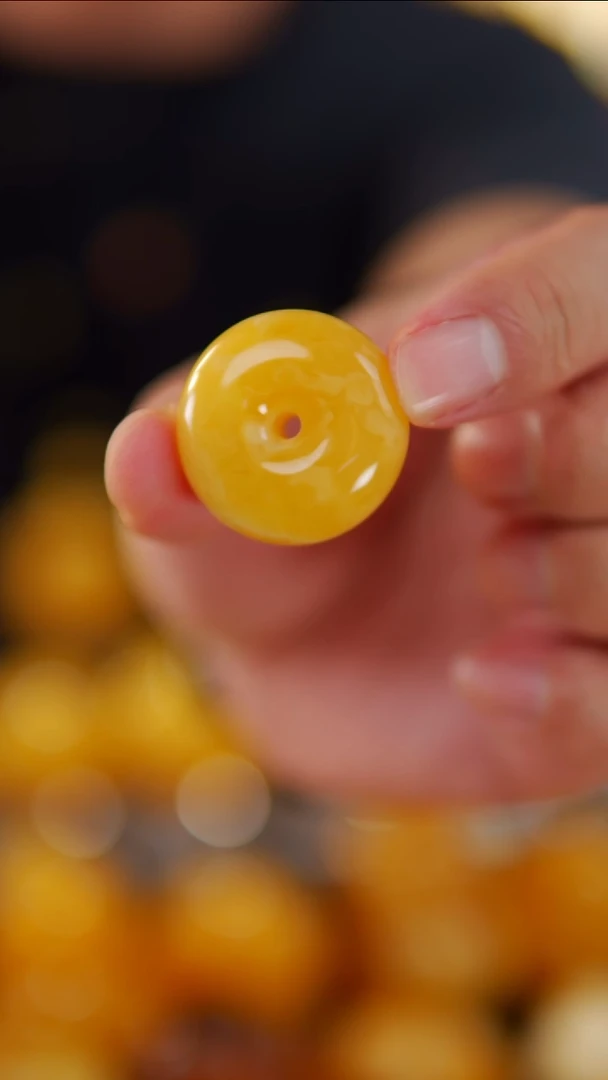 裸石琥珀未镶嵌焦皮料平安扣8.43