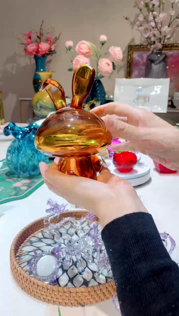 【闪购商品】琉璃手工艺品金色透明兔
