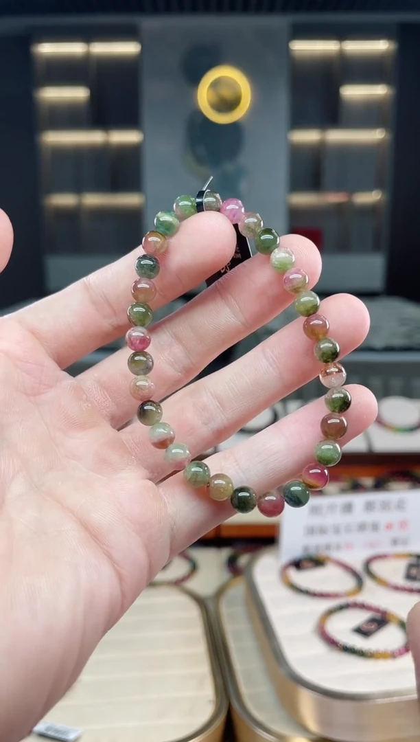 未镶嵌西瓜老矿碧玺彩虹单圈手串6mm+碧玺多样性发一条xion