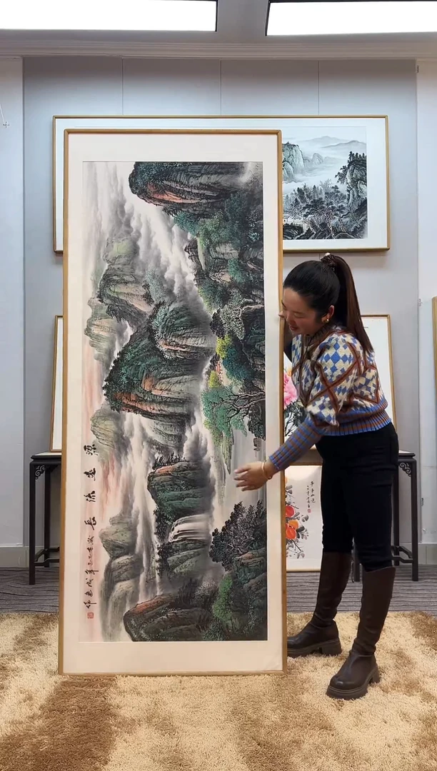 国画手绘山水202*82尺寸