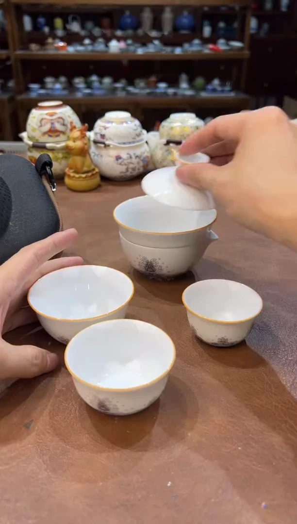 真的很便宜超好看会开片的旅行茶具