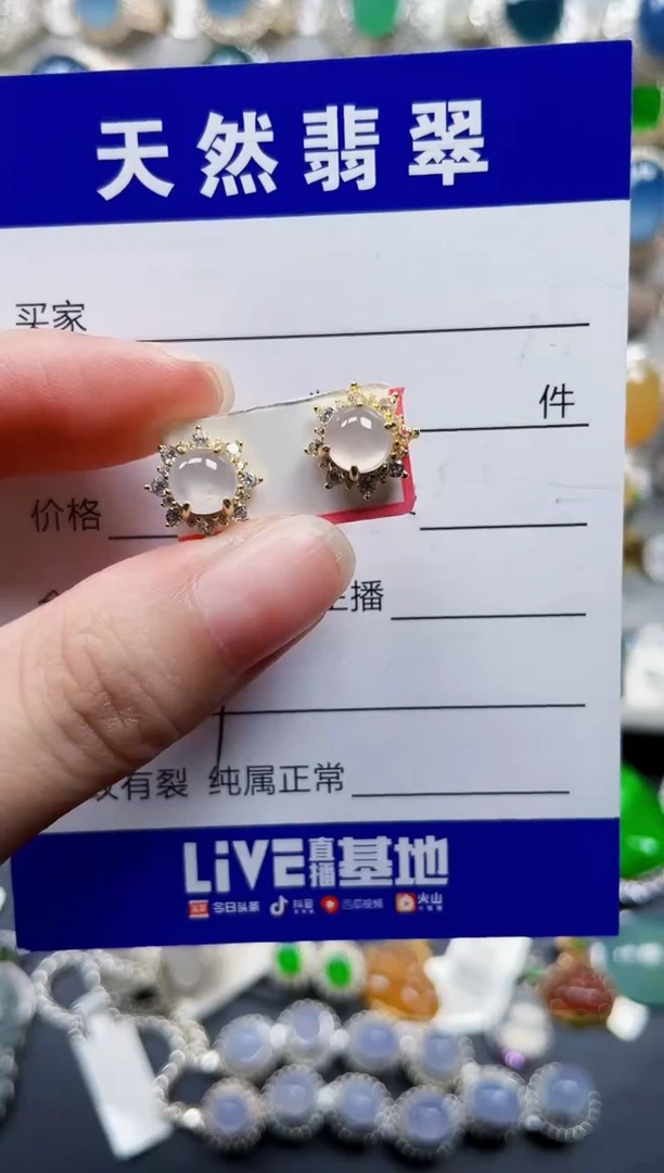 银S925镶嵌翡翠耳饰387