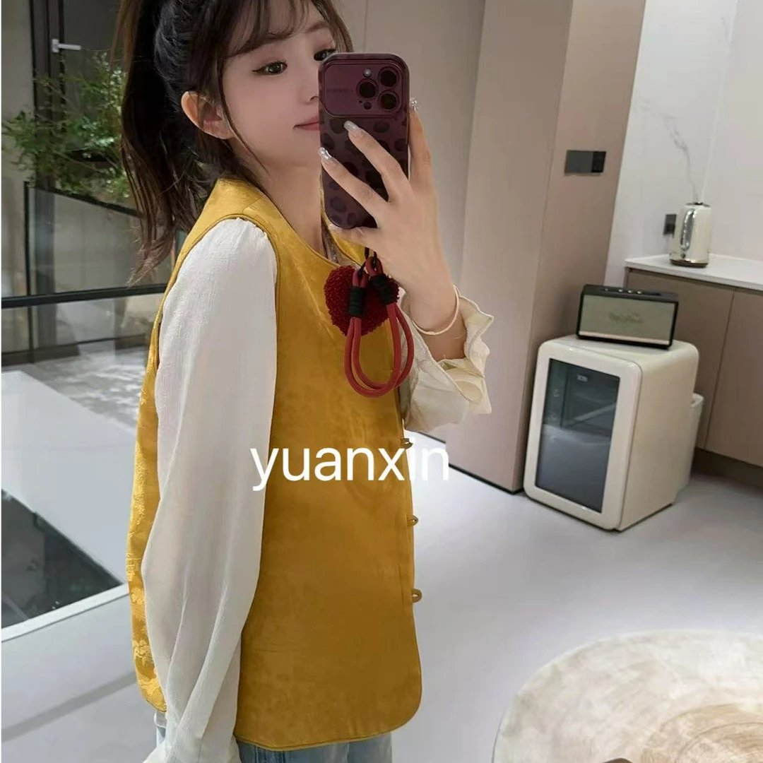 YX四MJ20250205新款两面穿国风马甲时尚休闲百搭韩版