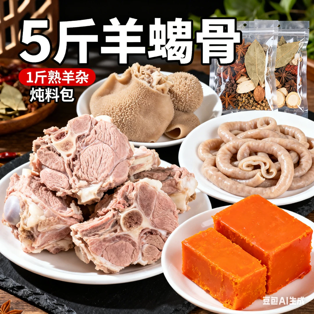 5斤羊蝎子+1斤熟羊杂+炖料包+辣板油