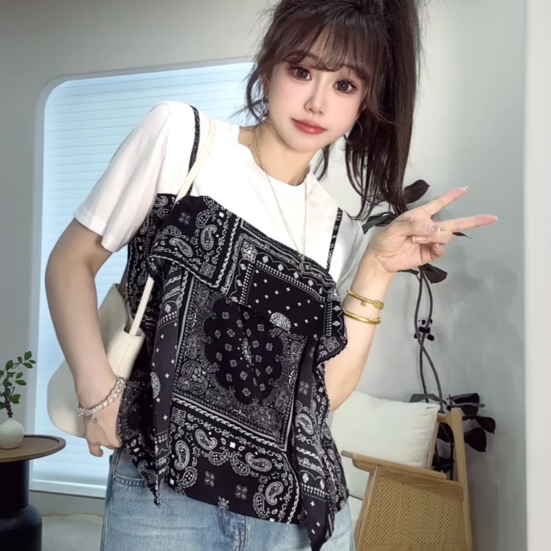 YX七JLJ202505142新款复古假两件上衣休闲时尚百搭