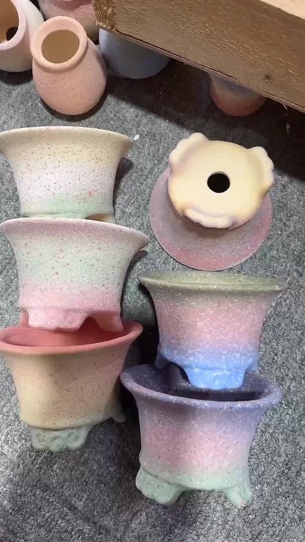 惜麦饭石粗陶多肉花盆六个