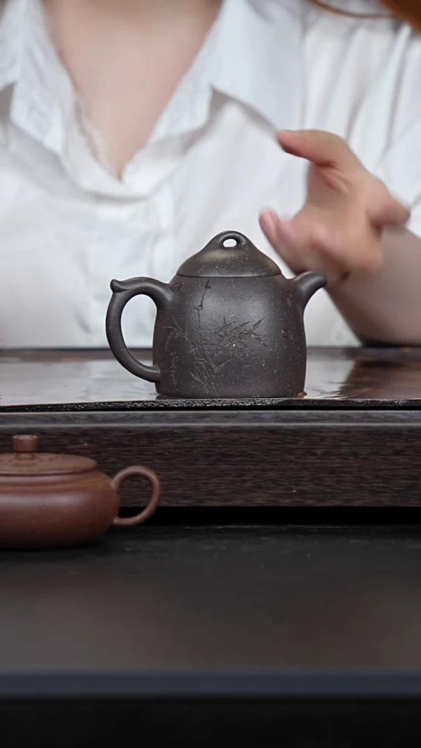 茶壶紫砂天青刻绘秦权