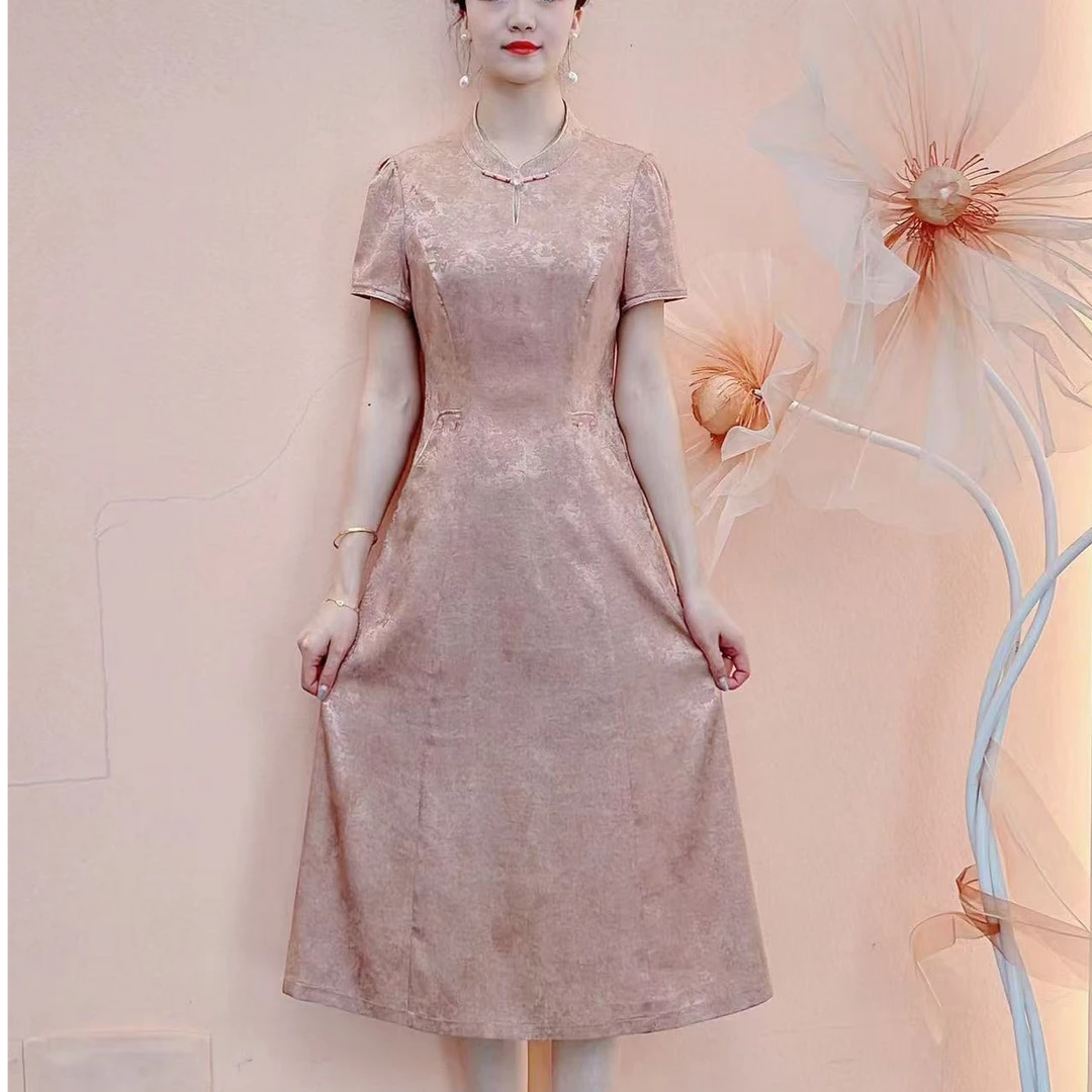 【典雅定制】2025夏季高贵修身优雅高贵显瘦新中式气质连衣裙