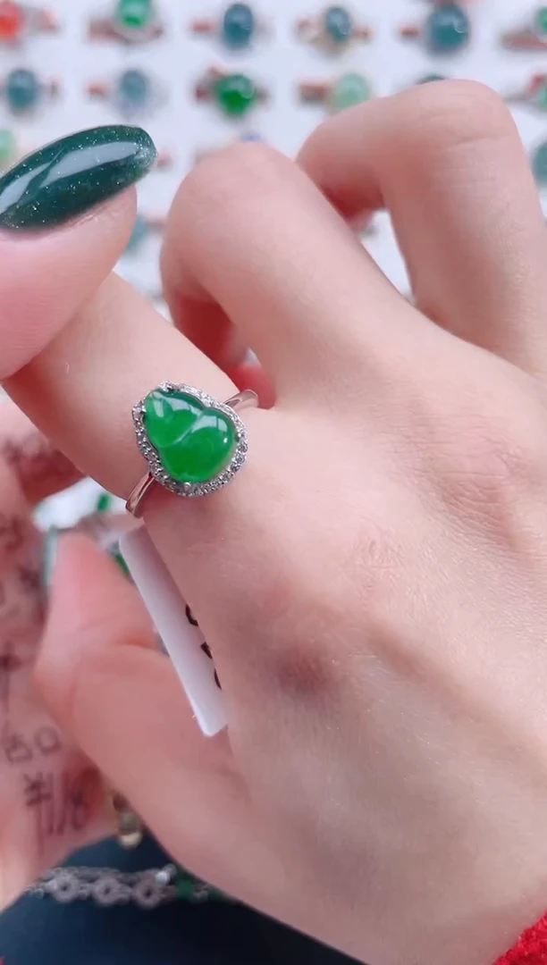银S925镶嵌戒指翡翠天然翡翠