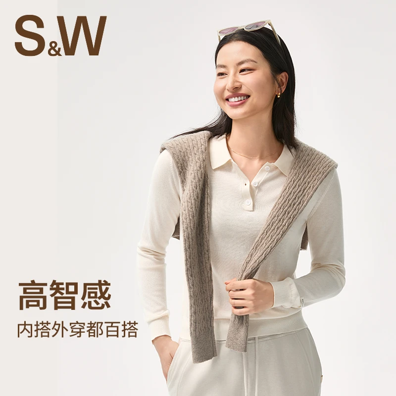 SW秋季女长袖通勤风纯色毛针织上衣衫外穿百搭秋冬4399