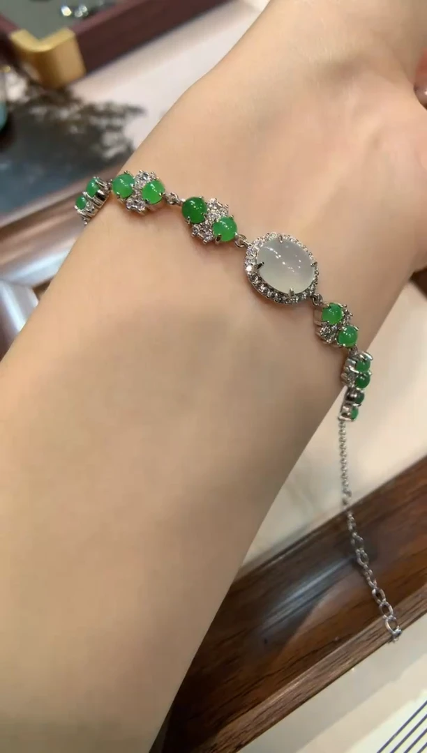 银S925镶嵌手链翡翠手链