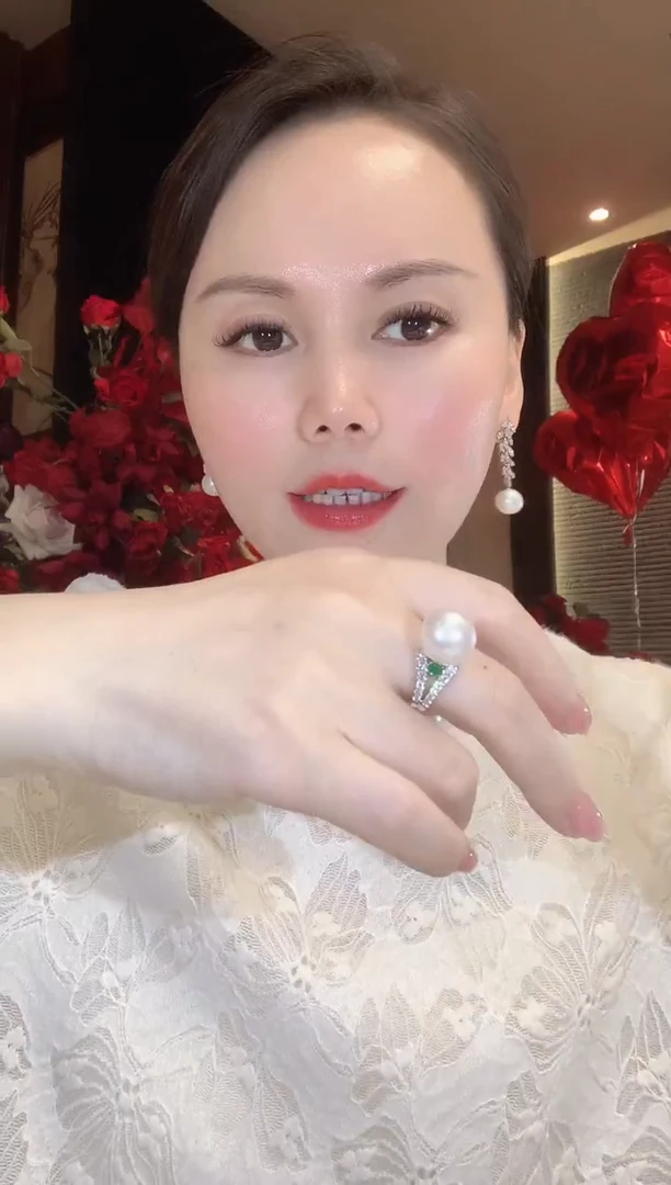 18K金镶嵌戒指海水珍珠C80