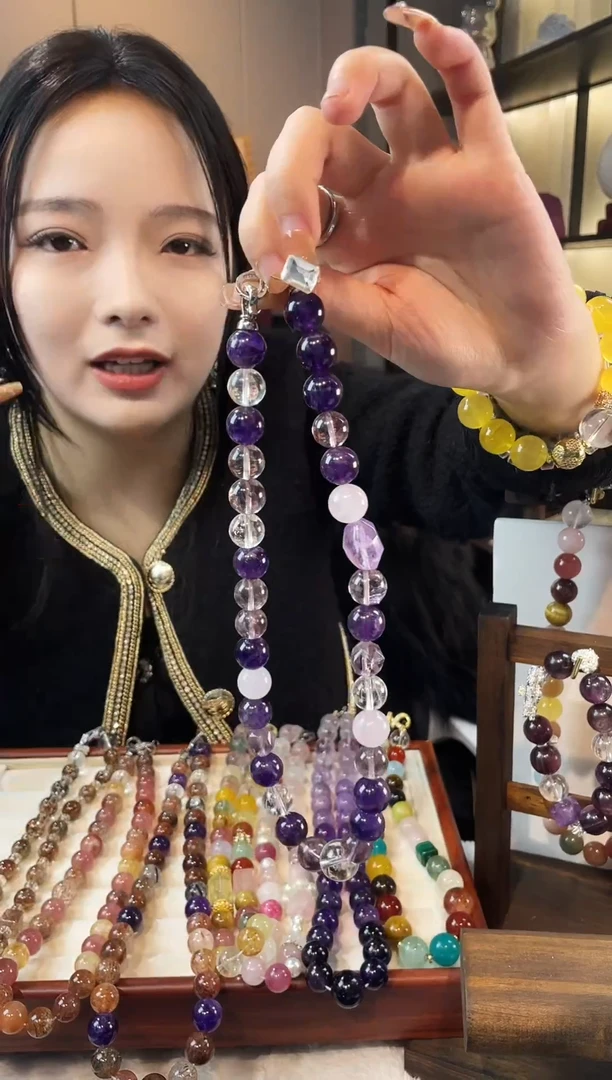 项链未镶嵌水晶紫水随形项链