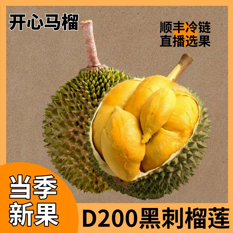 开心马榴黑刺榴莲新鲜D200马来西亚进口冷冻液氮带壳水果顺丰包邮