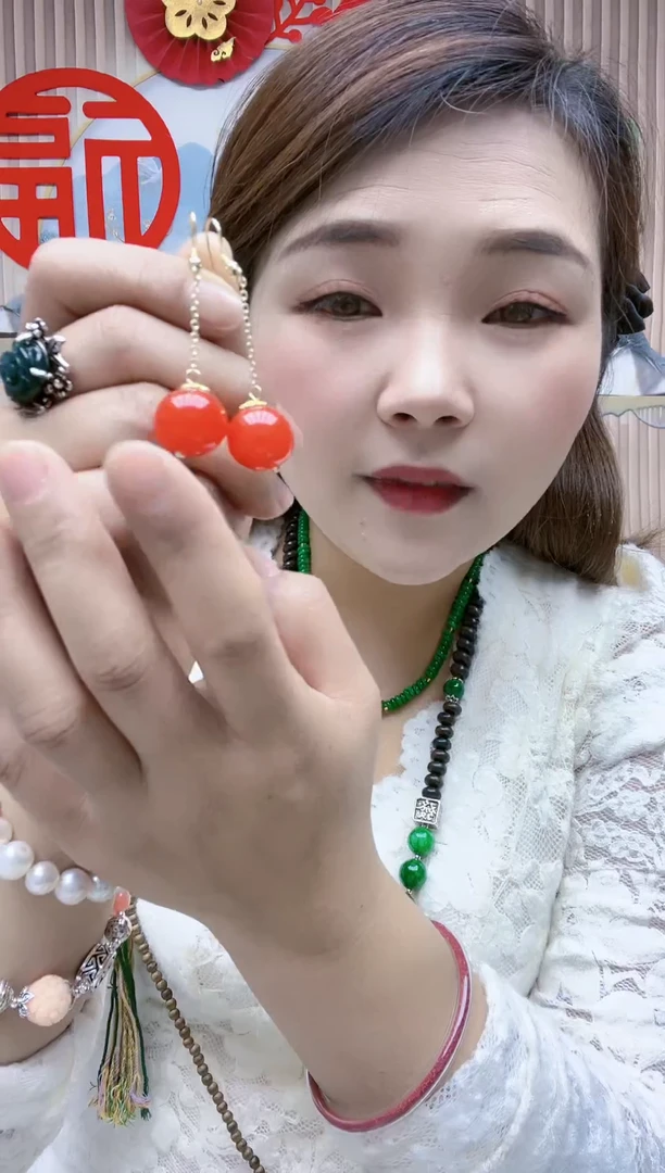 【闪购商品】南红玛瑙耳饰未镶嵌Q13