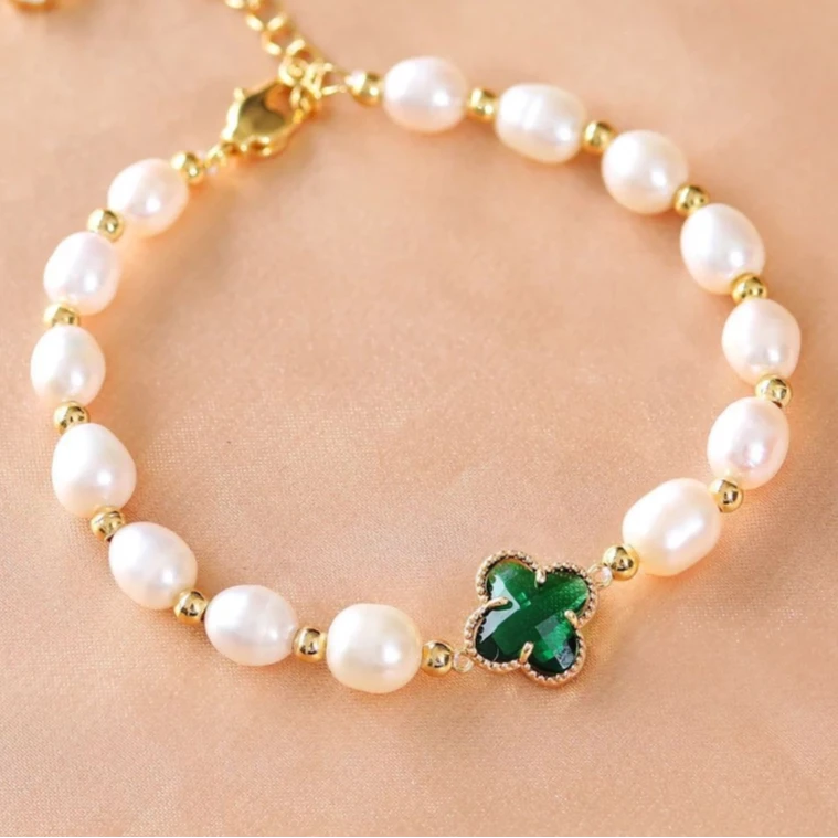 淡水珍珠 时尚简约四叶草淡水珍珠手链TZ