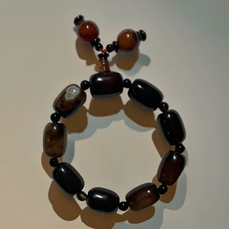 非金属玻璃手链 简约时尚酒红三眼全珠男女通用饰品