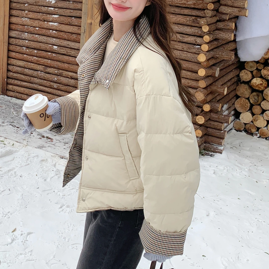 Mandsibil曼德西比利短款羽绒服女冬季加厚保暖面包服白鸭绒外套