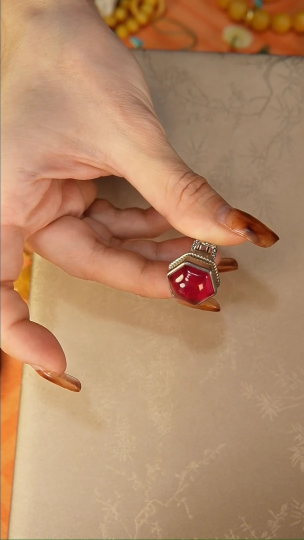 【闪购商品】琥珀戒指银S925镶嵌戒指