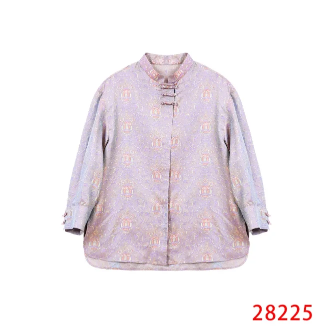 灿 新中式 风 28225 紫色八宝琉璃盏蜀锦罗外套