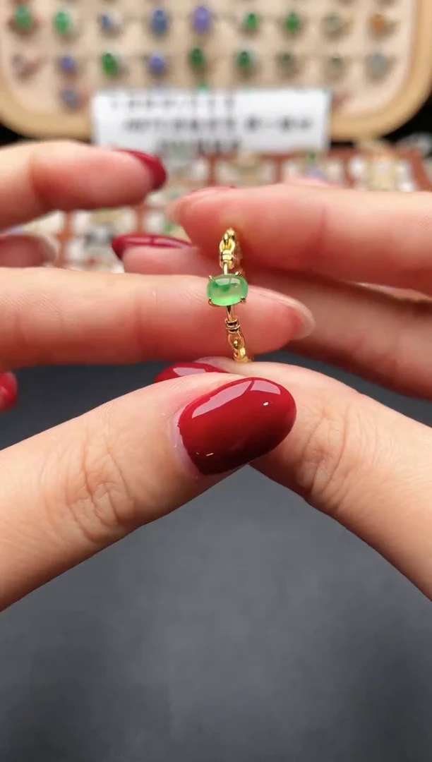 银S925镶嵌戒指翡翠一物一证一礼盒