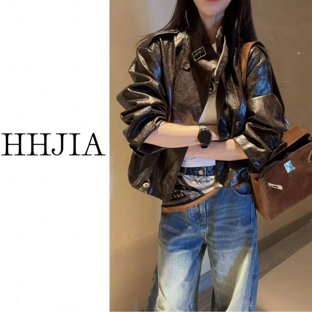 【慧慧家】韩国.2025定制款 时尚立领机车款短款皮衣