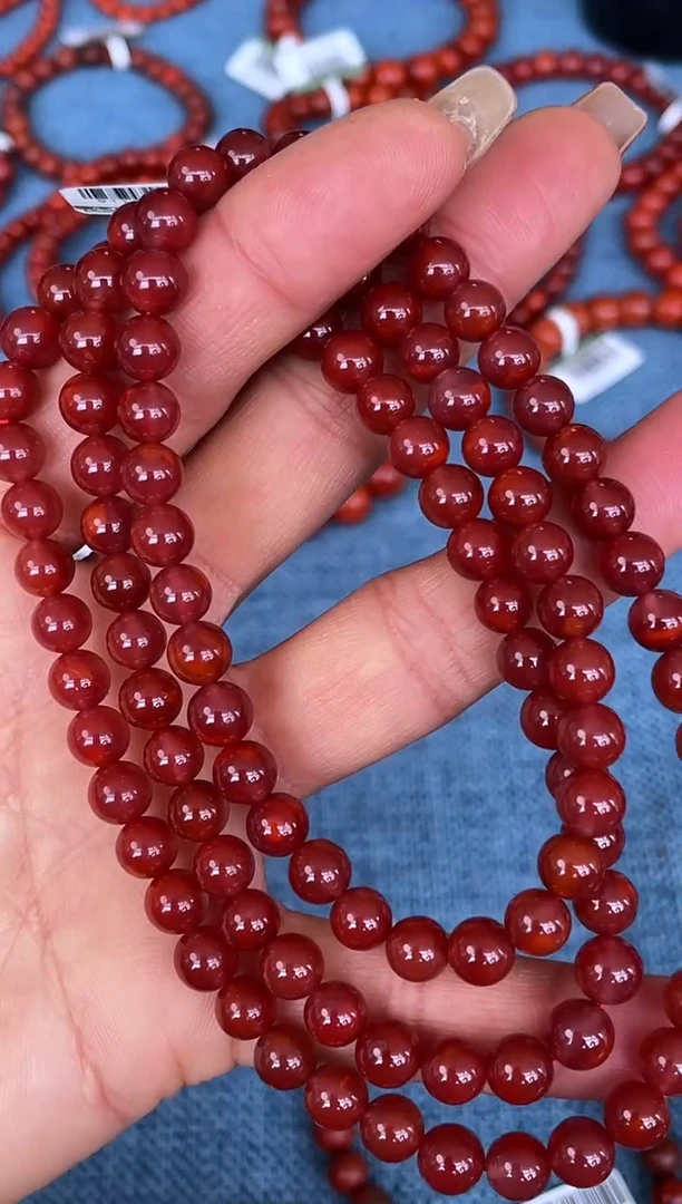 未镶嵌手串南红玛瑙N57凉山瓦西料原矿牛血红多圈