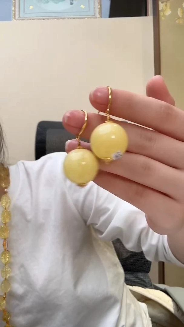 琥珀未镶嵌耳饰耳环