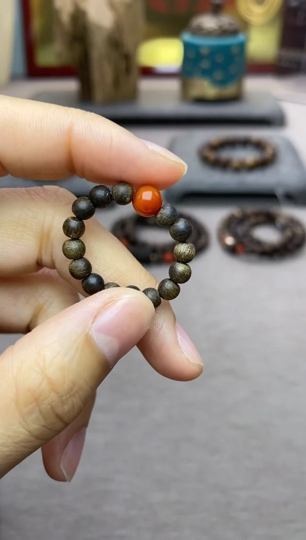 【闪购商品】沉香沉香碎屑白棋戒指04