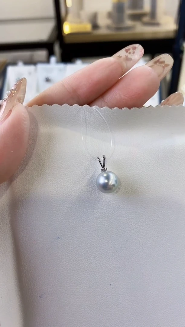 吊坠(不含链)18K金镶嵌海水珍珠8.5-9真多麻吊坠