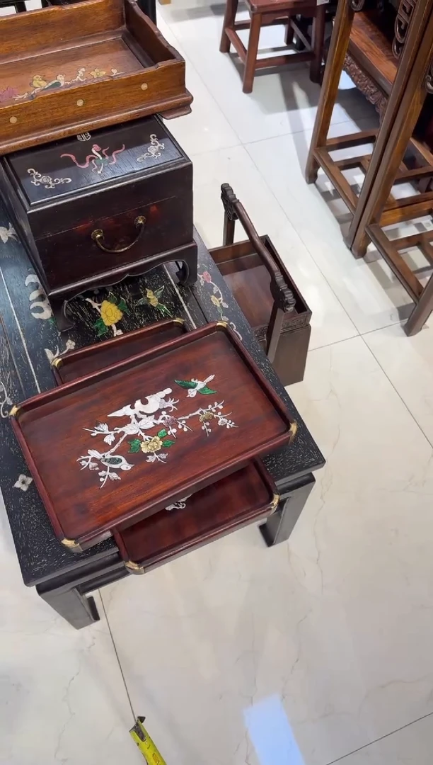 木木头款紫檀树鸟铜角宽盘128.888