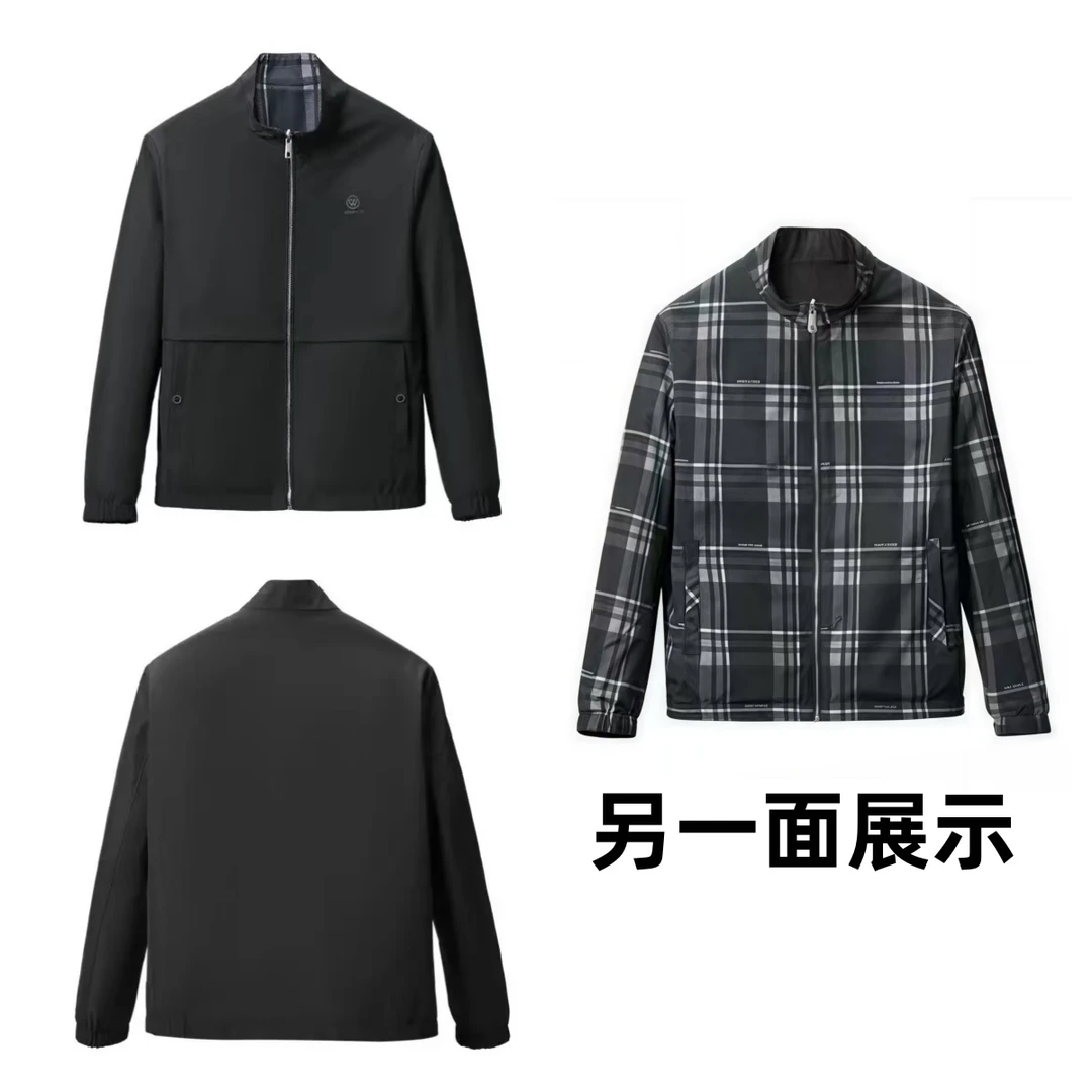 HS012剪标双面穿简约休闲舒适平整易打理立领夹克