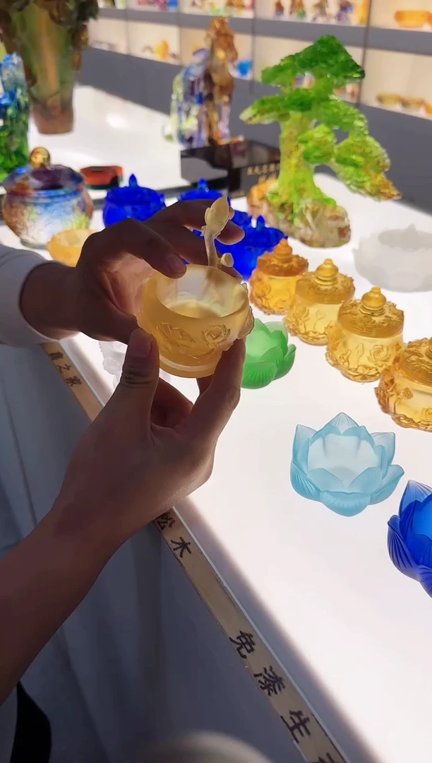 手工艺品琉璃莲花烛台