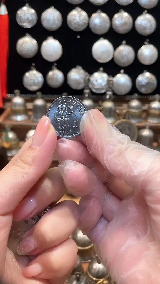 无铁合金无铁合金芮*双子座硬币吊坠